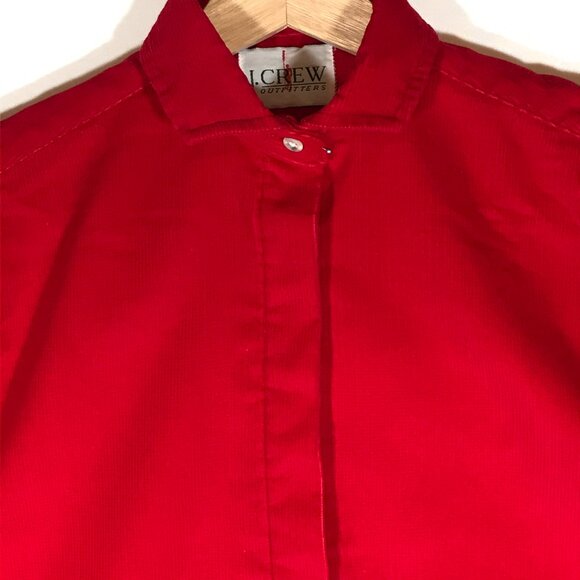 J. Crew Outfitter Women's 6 Red Corduroy Hidden Button Long Sleeve Round Hem Top - Picture 2 of 9